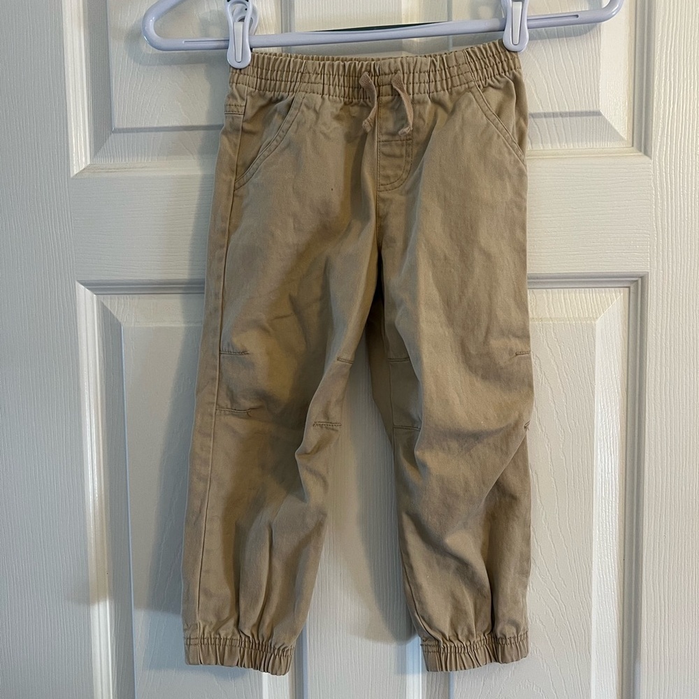 Kids Tan Elastic Waist Pants